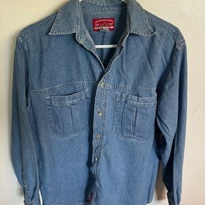 Vintage 90’s Marlboro Blue Denim Casual Button Down Shirt - Size Small